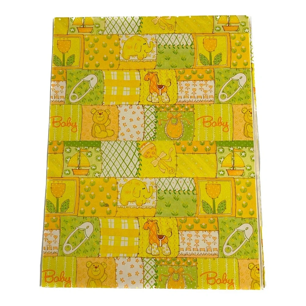 Vintage 70's 80's Baby Shower Gift Wrap Wrapping Paper 4 Designs one sealed